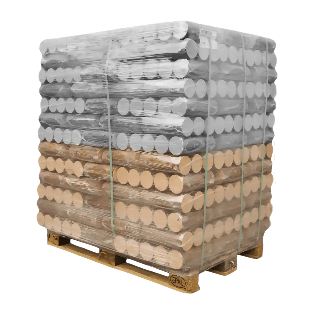 Exklusiv Buche Hartholzbriketts – DIN-konform, FSC-zertifiziert, 480 kg (halbe Palette)