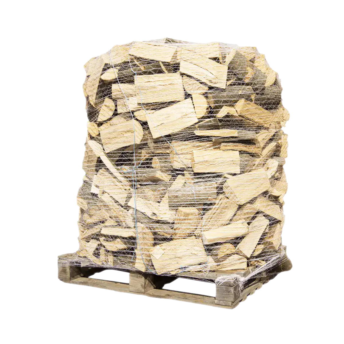 Buchenbrennholz 25 cm, auf Palette im Netz, ca. 1,6 srm / 1 rm – 500 kg