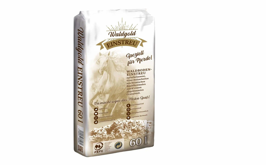 Waldgold Waldboden Pferdeeinstreu – Palette mit 45 Säcken à 60 l